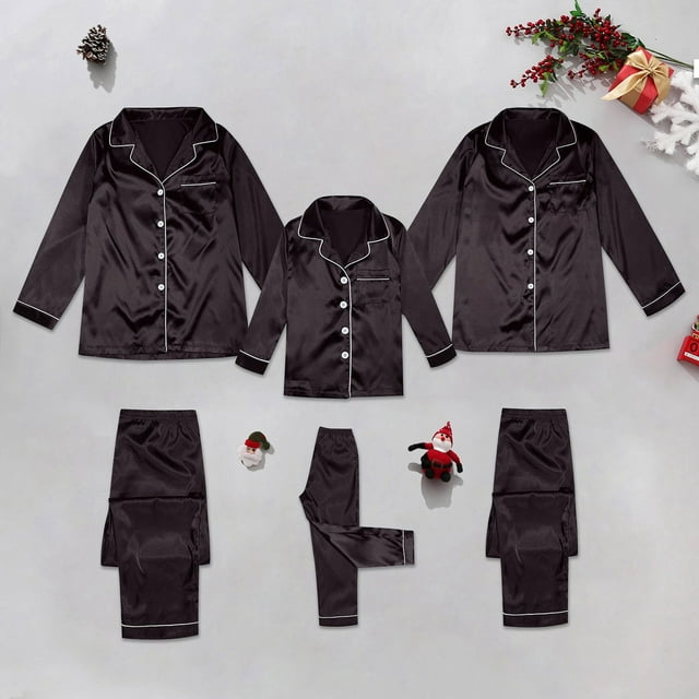 Christmas Matching Family Outfits Silk Pajamas for Family Button Down Christmas Clothes For Family Christmas Family Gifts Coffee Pajamas for Dad Pajamas