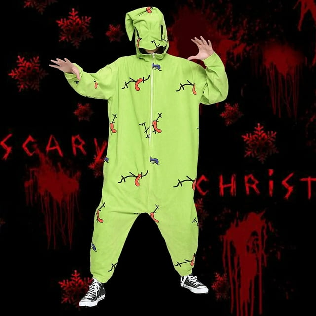 Oogie Boogie Onesies adulto Navidad pesadilla Bug Stitch cremallera una pieza pijama conjunto de fiesta monos de dibujos animados mono mujeres hombres