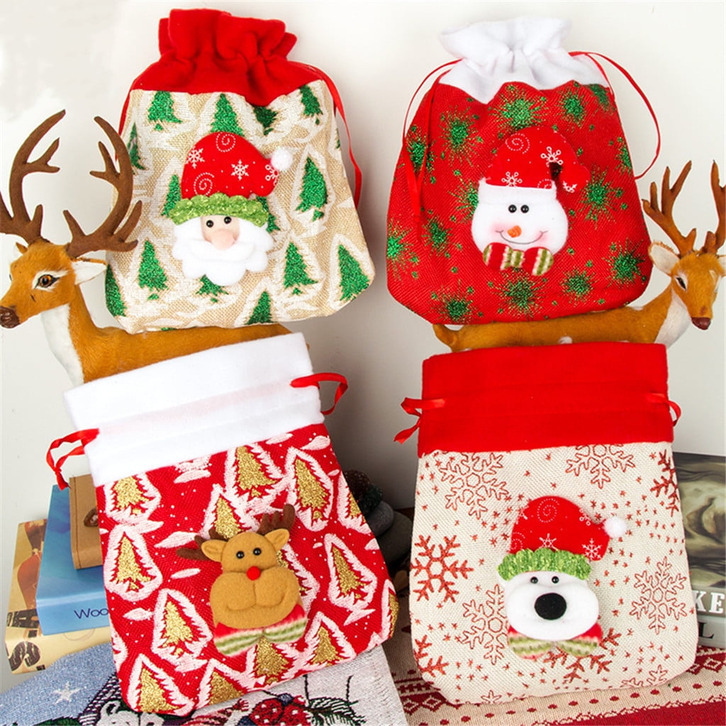New linen Gift Bag Christmas Apple Candy Bag Christmas Decorations