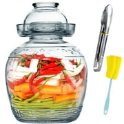 Pickling Jar, Sealed Fermenting Jar Glass with Water Seal Airlock Lid, Traditional Chinese Fermentation Crock, 88oz Large Capacity Pickle Pot for Pickling Kimchi Sauerkraut