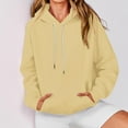 thumbnail image 4 of Women's Long Sleeved Pullover Hooded Fashion Solid T-shirt Drawstring Blouse Round Neck Casual Tops Hooded Sweatshirts, 4 of 7