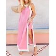 thumbnail image 2 of Wrongduck Women's 2 Piece Sets Boho Color Block Sleeveless Maxi Dress Matching Shorts with Pockets, 2 of 13
