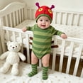 thumbnail image 4 of JFOPQVSM 2 Pack Baby Boys Girls Halloween Hungry Crochet Knit Bodysuit Romper with Hat (0-18M), 4 of 7