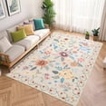 thumbnail image 2 of Washable Area Rug Non Slip, 4' x 6' Ultra Soft Low Pile Boho Floral Carpet for Living Room Bedroom, Polyester with TPR Backing, 2 of 8