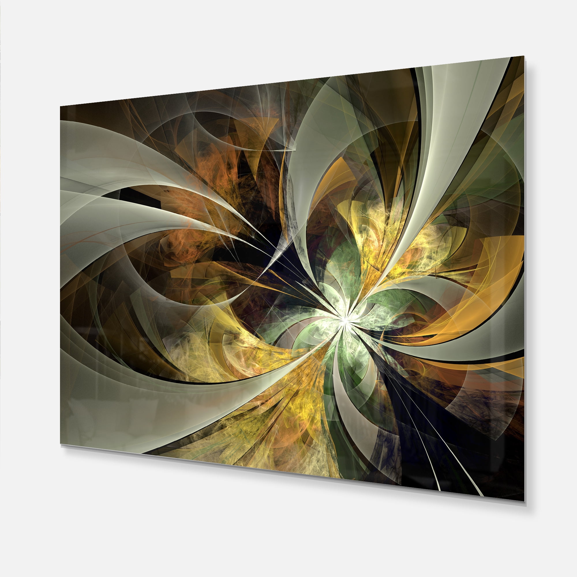 Designart 'Symmetrical Gold Fractal Flower' Metal Wall Art