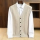 thumbnail image 2 of Men Wool Waistcoat Sleeveless Sweater V-neck Cardigans Twist Flower Cashmere 100% Merino Wool Knitted Vintage Vest Autumn Winter, 2 of 5