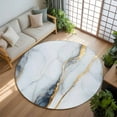 thumbnail image 3 of 7Ft Round Rug, Gray Marble Non-Skid Rubber Backing Large Area Rugs - Living Room Bedroom Home Office, Modern Ink Painting Art Abstract Indoor Floor Mat Carpets Washable Rug, 3 of 9