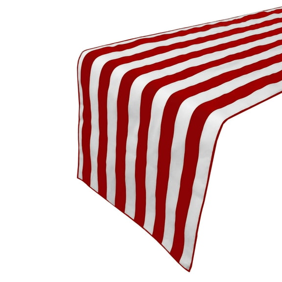 Cotton Print Table Runner 1 Inch Wide Stripes Red and White
