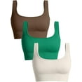 thumbnail image 1 of SURJDE Women's 3 Piece Medium Support Tank Top Ribbed Seamless Removable Cups Workout Exercise Sport Bra, 1 of 3