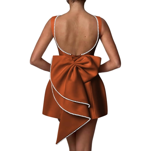 Vestido de fiesta de cóctel Aosadin sin mangas Pearl Burnt Orange 22W