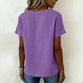thumbnail image 5 of Edvintorg Women's Tops, Tees & Blouses Cotton And Linen Short Sleeve Crew Neck Loose Fit Casual Shirts Summer Clothes for Women Purple M, 5 of 7