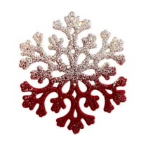 CuiLiyq Flocked Christmas Tree Ornaments, Glittering White Red Christmas Hanging Decorations SnowFlake Shapes Pendant, for Winter Party Supplies