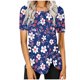 thumbnail image 1 of Blusas de Manga Corta para las Mujeres Botón Impreso Cuello Redondo Top Casual, Blusas para las Mujeres Casual, 1 of 5