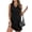 Black, variant on Women's Slit V Neck Sleeveless Mini Dress with Stretch Fabric 95% Polyester 5% Elastane Great for Day to Night
