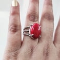 thumbnail image 4 of Natural Red Coral Ring, Woman's Coral Ring, Coral April Birthstone, 3 Twisted Band, 925 Sterling Silver, Womens Ring, Christmas, Thanksgiving, Handmade, Statement Jewelry, Natural Gemstone Ring, 4 of 6