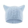 thumbnail image 2 of WTXUE Beanie Lined Children's Baby Hat Cat Ear Protector Plush Knitting Solid Color Pullover Cap Cute Hats Soft Warm Hat Winter Hat C One Size, 2 of 3