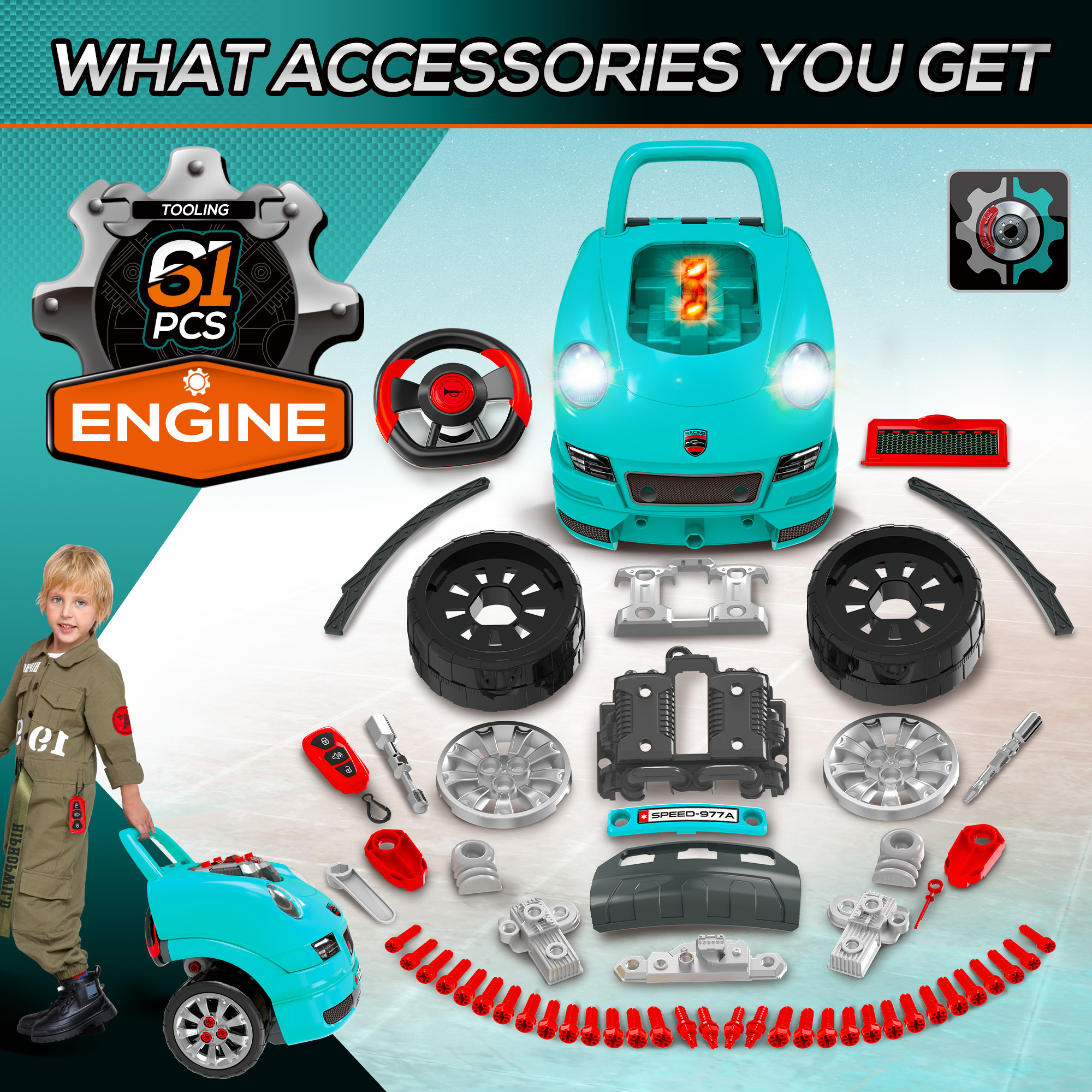 Qaba Mechanic Kids Engine Repair Workshop photo 5