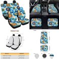 thumbnail image 4 of Yuyamidu 15 Pack Blue Dahlia Auto Seat Cover Sets with Carpet Mats Steering Wheel Cover Seat Belt Pads Gear Shift Cover Hand Brake Cover Cup Mat Fashion Car Accessories Fit for Most Vehicles, 4 of 6