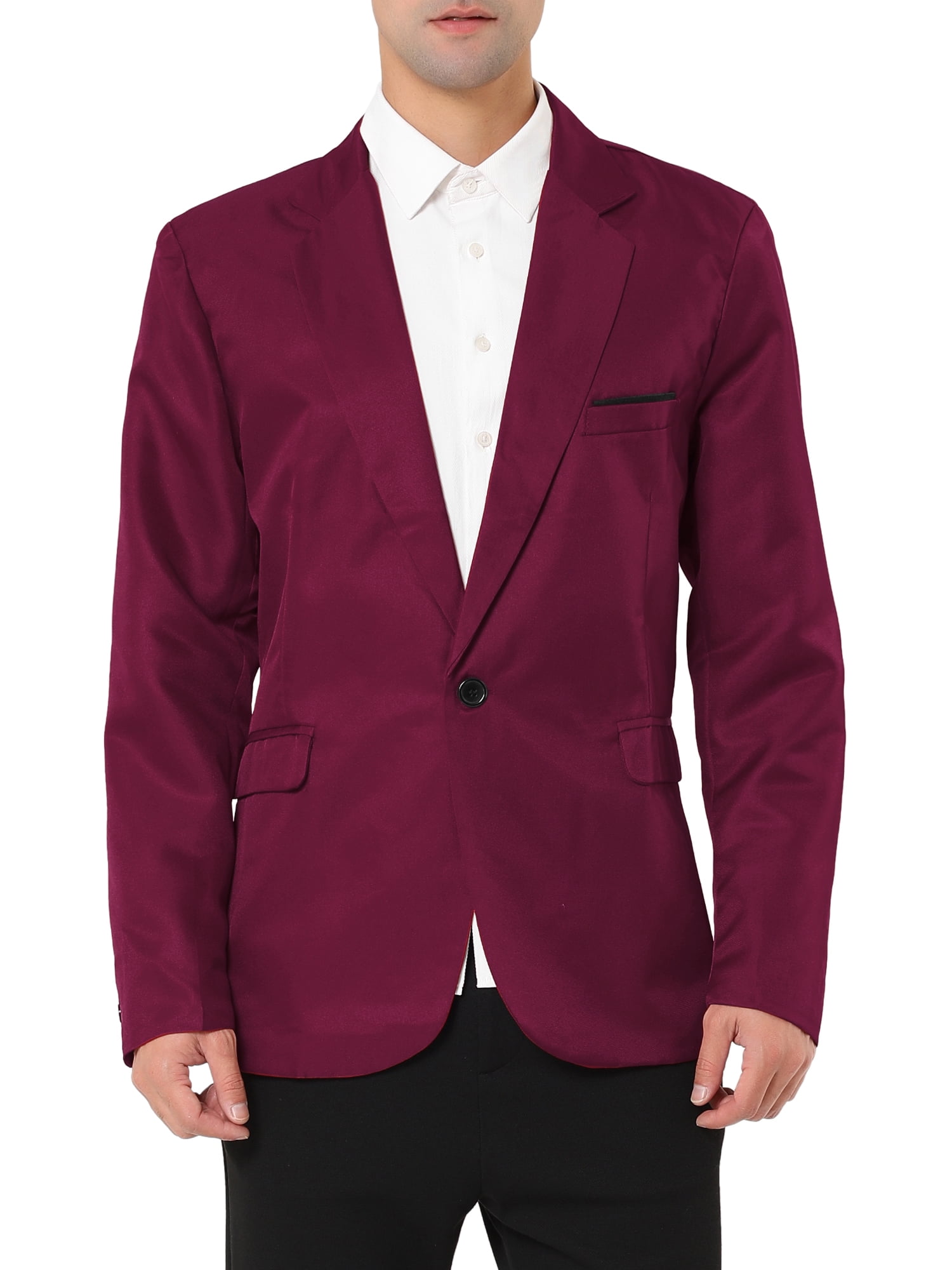 Unique Bargains Men's Business Slim Fit One Button Formal Blazer ...