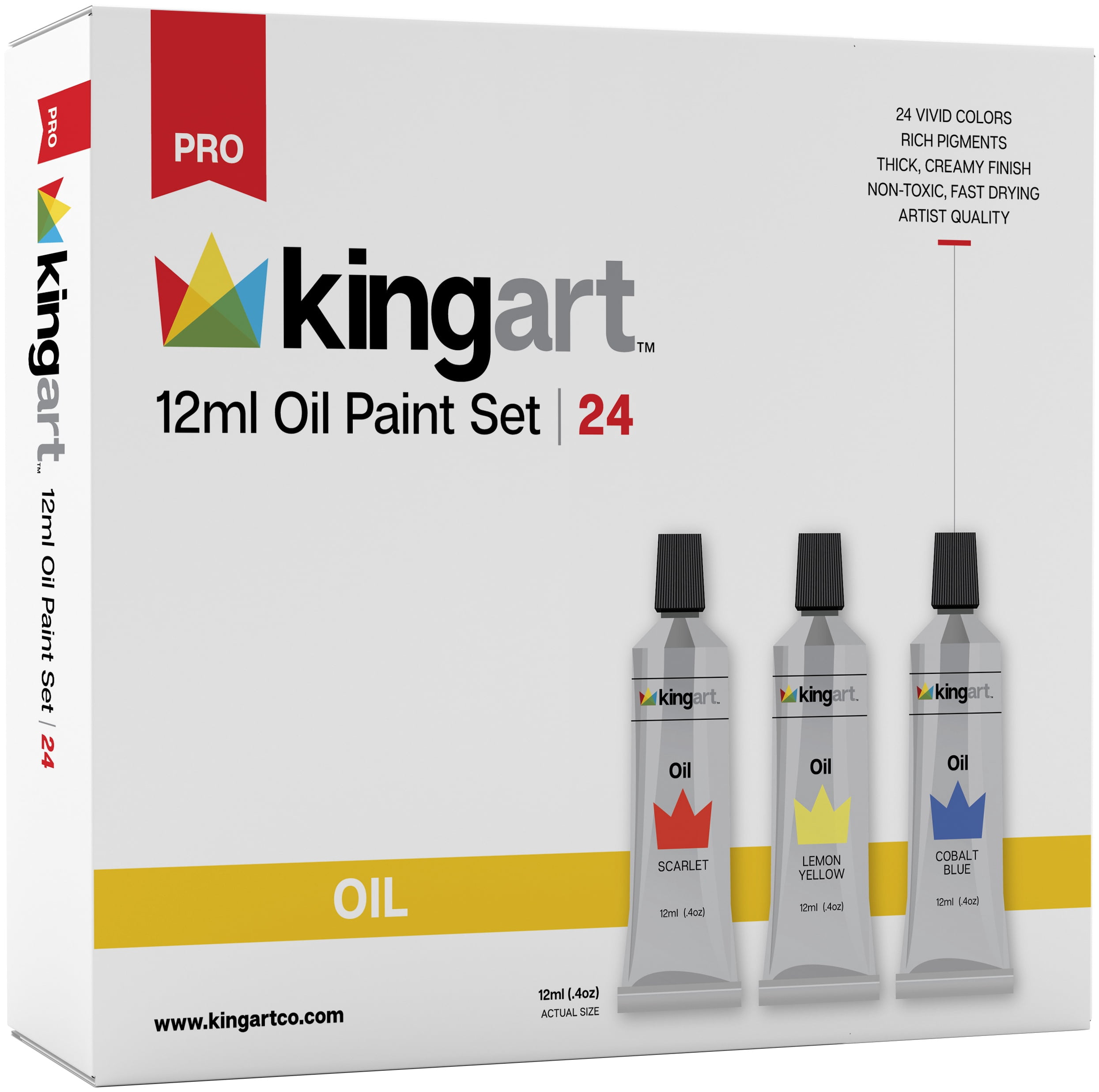 KINGART™ Artist Oil Paint, 12ml (.4oz), Set of 24 Unique Colors
