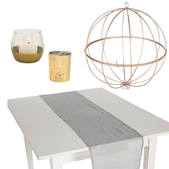 Fun Express Gray & Gold Accent Centerpiece Kit for 6 Tables