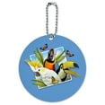 thumbnail image 1 of Tropical Birds Selfie Parrot Toucan Round Luggage ID Tag Card Suitcase Carry-On, 1 of 8