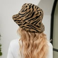 thumbnail image 5 of Xfvqtps Womens Fulffy Bucket Hat Fuzzy Leopard Print Fashion Thickened Windproof Coldproof Warm Winter Fishing Hat Coffee, 5 of 8
