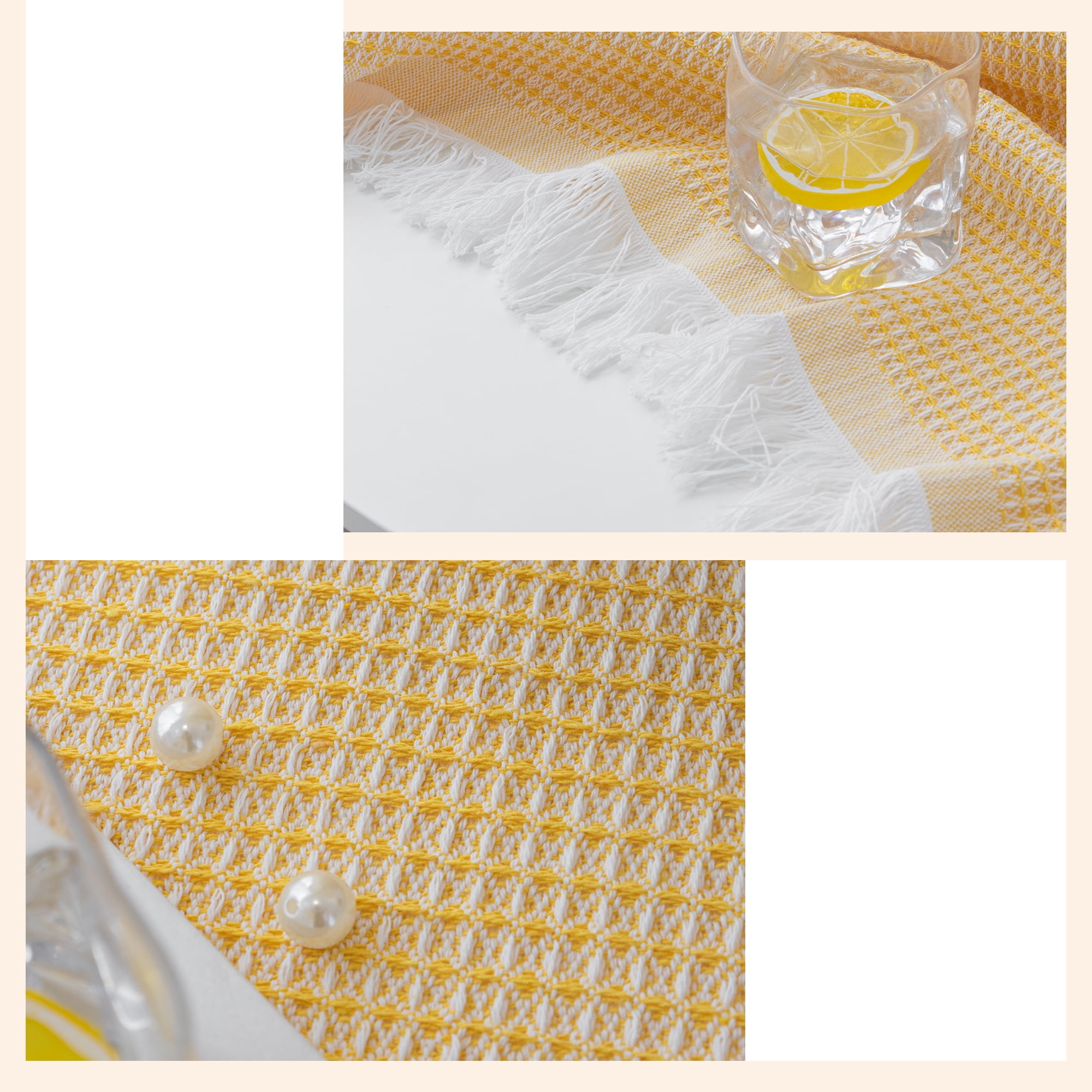 Unique Bargains Waffle Table Cover for Indoor and Outdoor Yellow 70.9"x51.2"