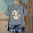 thumbnail image 4 of ClodeEU Women's Cute Rabbit Print Short Sleeve Crewneck T-Shirt ,Casual Summer Tee Gray,Womens Plus M, 4 of 6