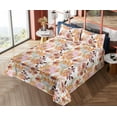 thumbnail image 4 of Ambesonne Floral Fitted & Flat Sheet with Shams 4 Pcs Set, Autumn Dahlia Flowers Plot, King, Marigold Redbrown and Blush, 4 of 5