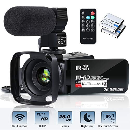 Video Camera Camcorder Wifi Fhd 1080p 30fps 26mp Youtube Vlogging Camera 16x Digital Zoom 3 0 Touch Screen Digital Camera Video Recorder With Microphone Remote Control Lens Hood Infrared Night Vision Walmart Com