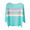 thumbnail image 3 of Women's Spring Solid Color Knit Hoodie Sweatshirt 3/4 Sleeve Round Neck Loose Fit Casual Daily Wear Loungewear Travel Fashion Essential Gift for Ladies | CSEONE,Mint Green Free Size, 3 of 7