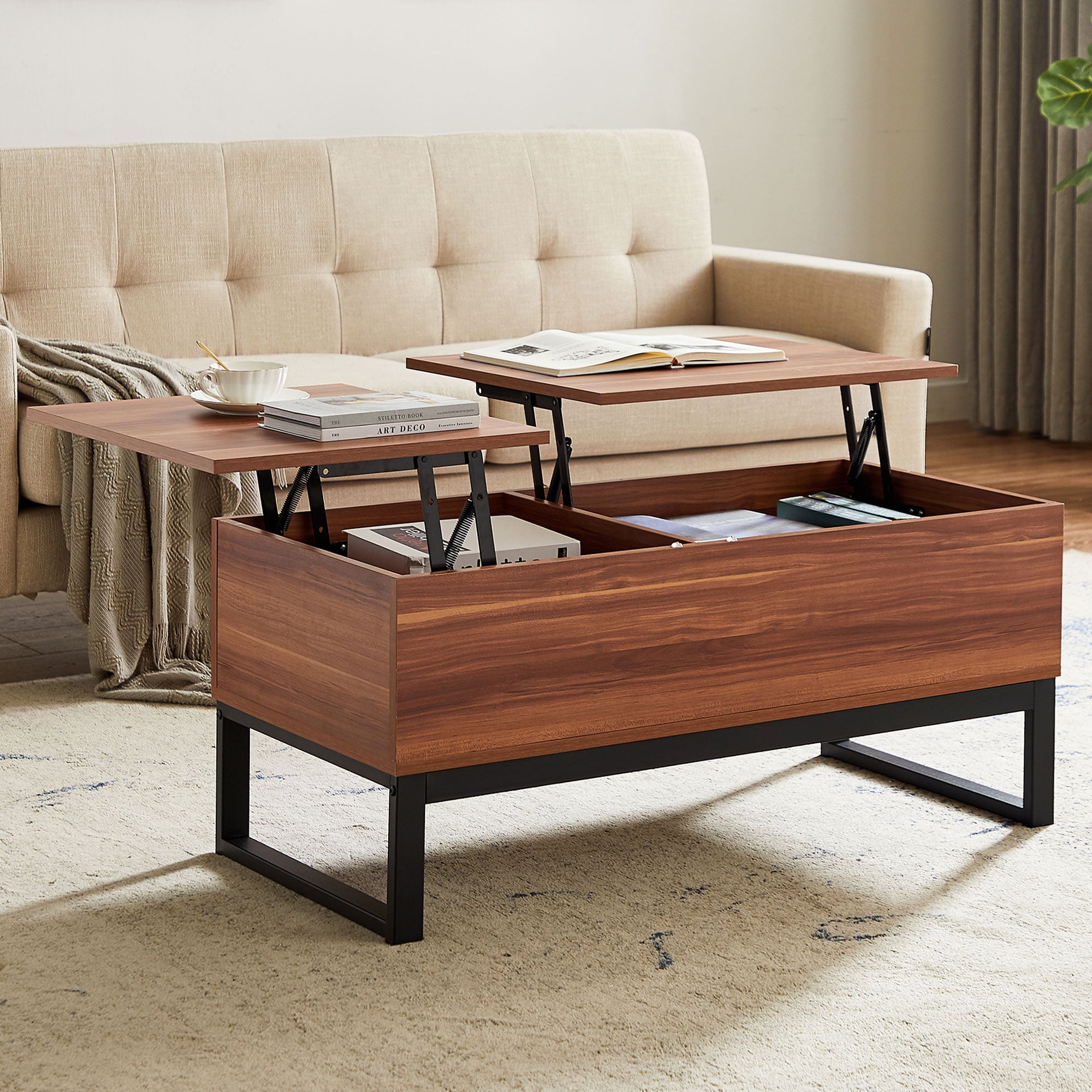 Modstyle Lift Top Coffee Table with 2 Individual Table Tops, Brown - Walmart.com