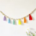 thumbnail image 4 of Shenmeida Boho Tassel Garland Tassel Wall Hanging Decor Pastel Tassel Banner with Wood Beads Garlands Balls Garlands for Boho Home Party Baby Shower Supplies, 4 of 4