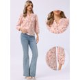 thumbnail image 2 of DARING DIVA Women's Floral 3/4 Sleeve Smocked Front V Neck Blouses XL Light Pink, 2 of 5