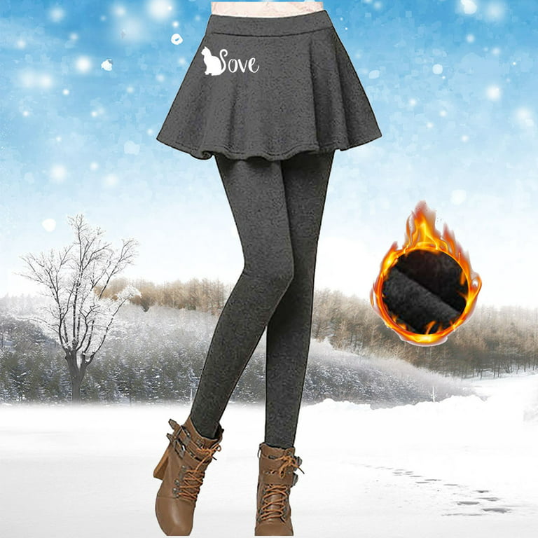 Womens Plush Culottes Leggings Christmas Casual Underwear Boots Thermal Two  Piece Pants