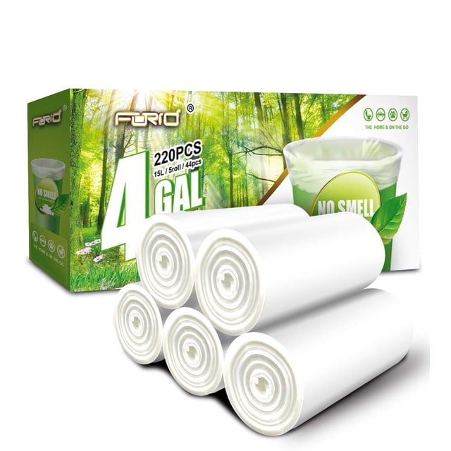 Bolsas de basura FORID Clear de plástico, 4 galones (15 L), 220 unidades