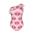 thumbnail image 4 of Yiaed Pig Nose Print Women One Piece Swimsuits Tummy Control One Shoulder Bathing Suits Pattern Ruffle Swimwear-Small, 4 of 8