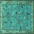 thumbnail image 1 of Ahgly Company Machine Washable Indoor Square Animal Turquoise Blue Traditional Area Rugs, 5' Square, 1 of 4