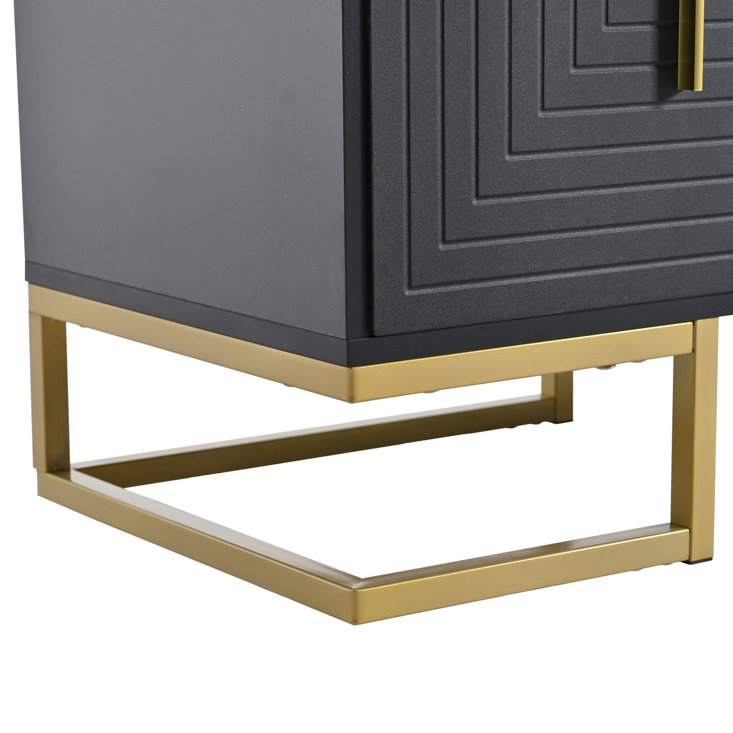 Euroco TV Stand Up to 80" Television,Entertainment Center with Storage,4-Doors Media Console Table with Metal Handle,Gold Legs,Adjustable Shelves