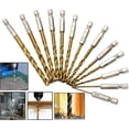 thumbnail image 2 of 13PCS 6.35mm Hex Shank Twist Drill Bit Titanium Coated Set Metric Quick Change Twist Drill Bits High Speed ​​Steel Twist Drill Bits Tools 1.5mm - 6.5mm, 2 of 5