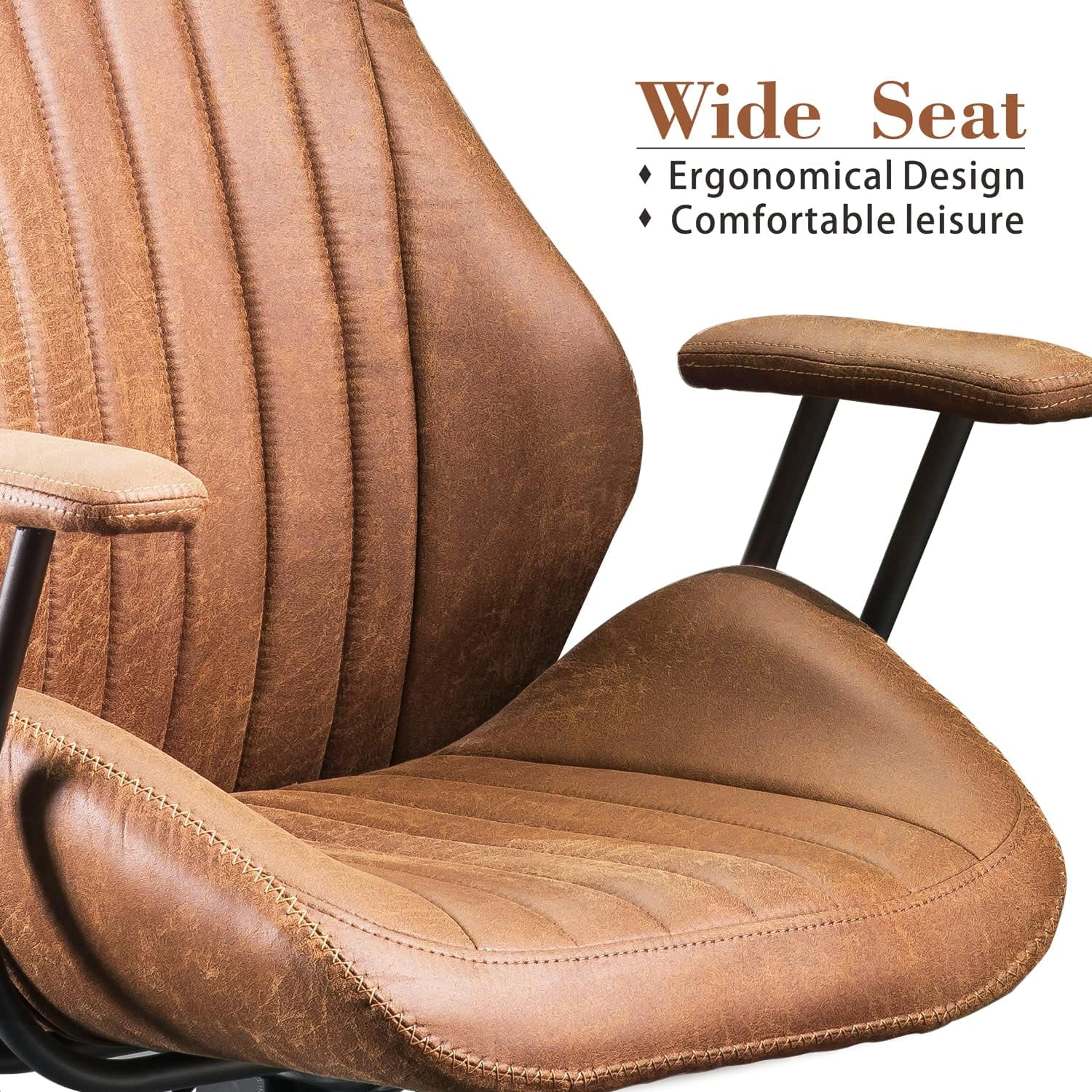 XIZZI Ergonomic Computer High Back Chair, Adjustable Office Desk Chairs Home Suede Fabric Chair-Light Brown