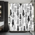 thumbnail image 6 of Funny Cat Shower Curtain Line Art Black Cute Animals Theme Cool Shower Curtains for Bathroom Black White and Grey Decor Set with 12 Hooks 72x72 Inches, 6 of 6