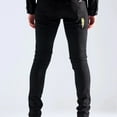 thumbnail image 3 of Embellish NYC Men's Devin Embroidered Patches Skinny Fit Stretch Denim Jeans (34, Black), 3 of 3