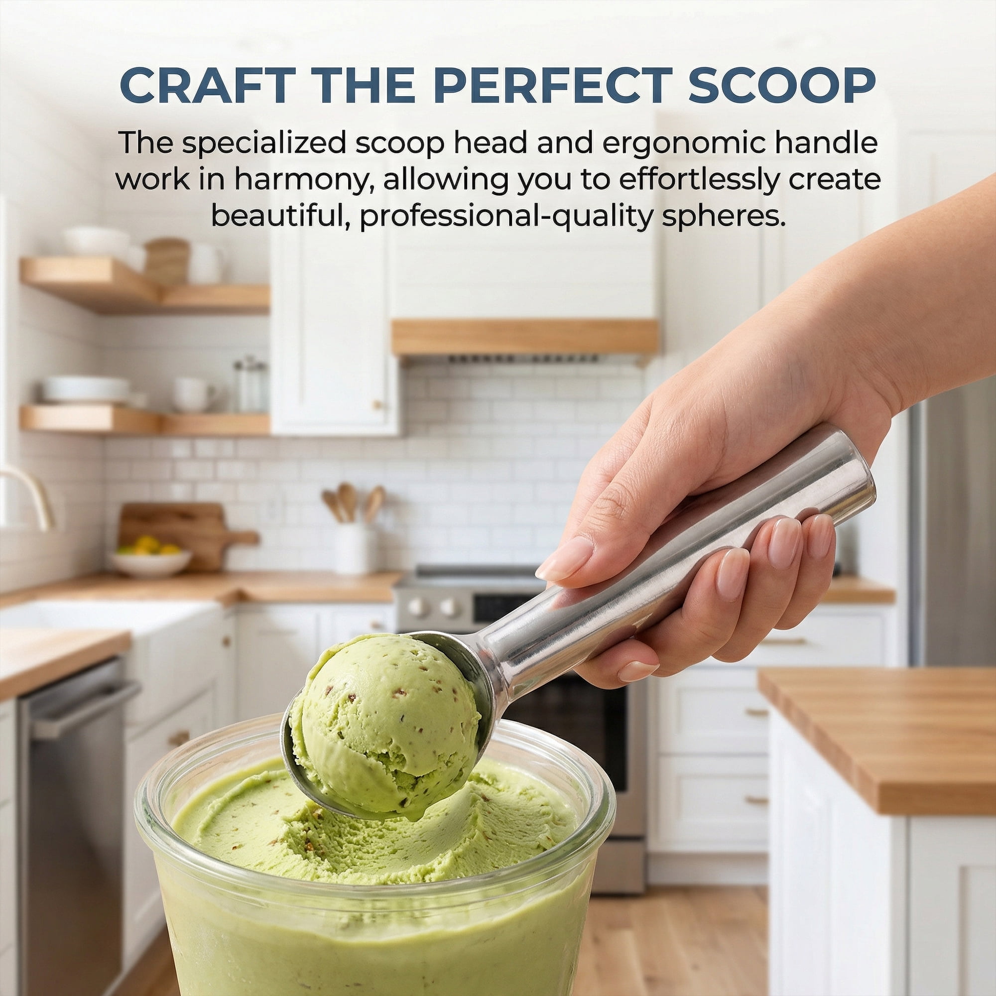 Unique Bargains Stainless Steel Ice Cream Scoop with Handle Highlight 1