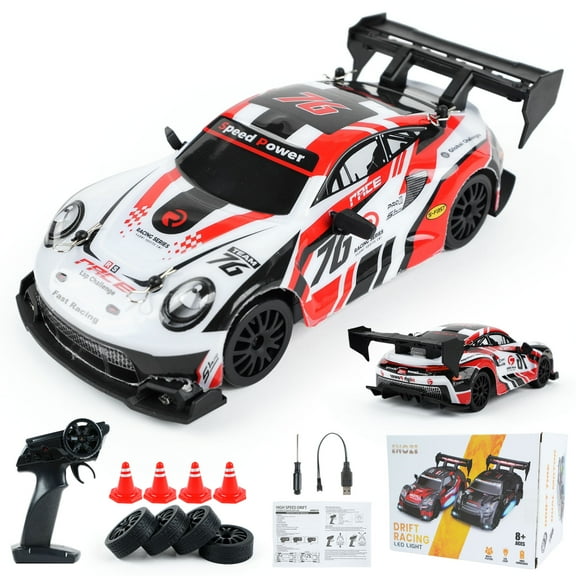 Jaawind RC Drift Car 1/24 2.4GHz 4WD High Speed Remote Control Cars Vehicle with LED Lights, 30KM/H RC Race Car Toys for Boys Kids Adults