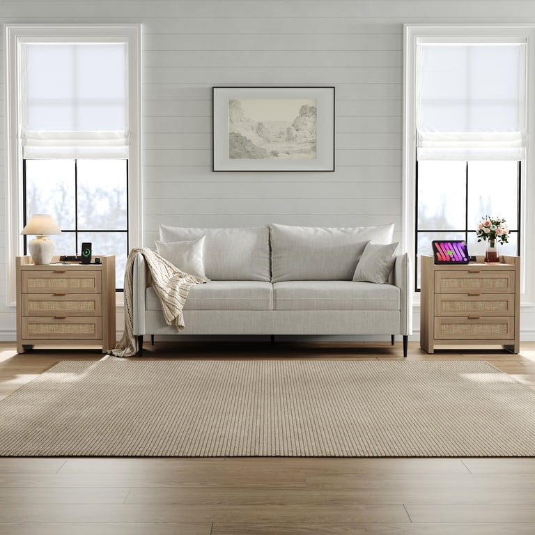 SICOTAS Boho Nightstands, Set of 2, with Charging Ports photo 2
