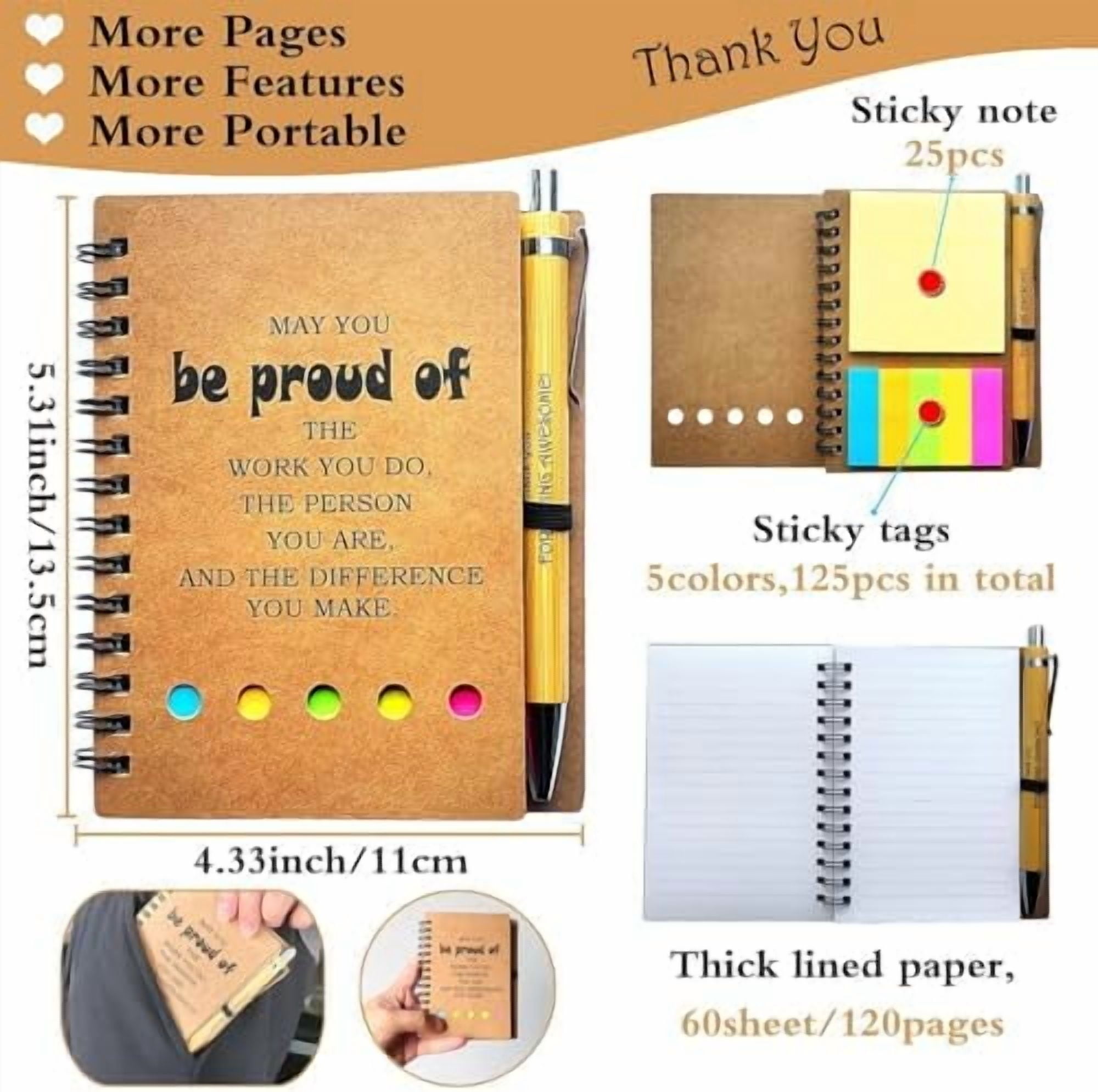 2025 Inspirational Spiral Notebook 30 Sets Portable Employee Appreciation Gifts Bulk Journals with Sticky Note Pen for Teachers Students Friends Colleagues Volunteer Nurse and Family Thank You Gifts
