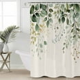 thumbnail image 2 of 72x78 Inch Shower Curtain Sage Green Eucalyptus Bathroom Decor Waterproof Fabric Bathtub Bath Curtains Decorative Country Leaf Plants Retro Beige Extra Long Shower Curtain Set with Hooks, 2 of 6