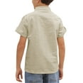 thumbnail image 3 of Langwyqu Short Sleeved Solid Color Boys Henley Blouse Children Button Tops With Pocket For 3-14 Years, 3 of 5